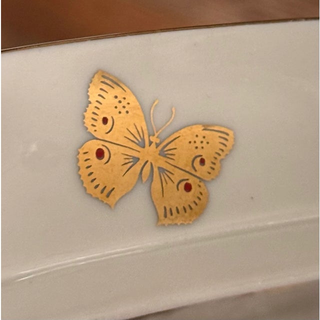 Traditional LastChance!1970's Akahashi Japan Gold Gilt Porcelain Butterfly Motif Soap Dish For Sale - Image 3 of 12