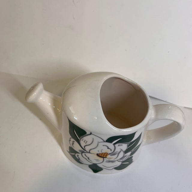 Shabby Chic Vintage Magnolia Watering Can Planter For Sale - Image 3 of 5