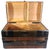 Antique Alligator Skin Design Metal, & Oak Slats Camelback Domed, Wheeled Steamer Trunk For Sale - Image 4 of 11