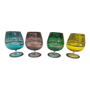 1930s Murano Colored Brandy Coupes- Set of 4