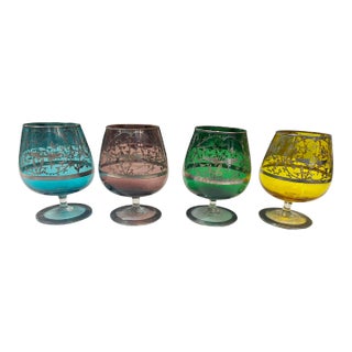 Murano Colored Brandy Coupes- Set of 4 For Sale