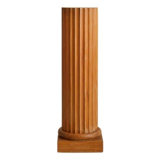 French Wooden Fluted Column Pedestal, 1940s For Sale