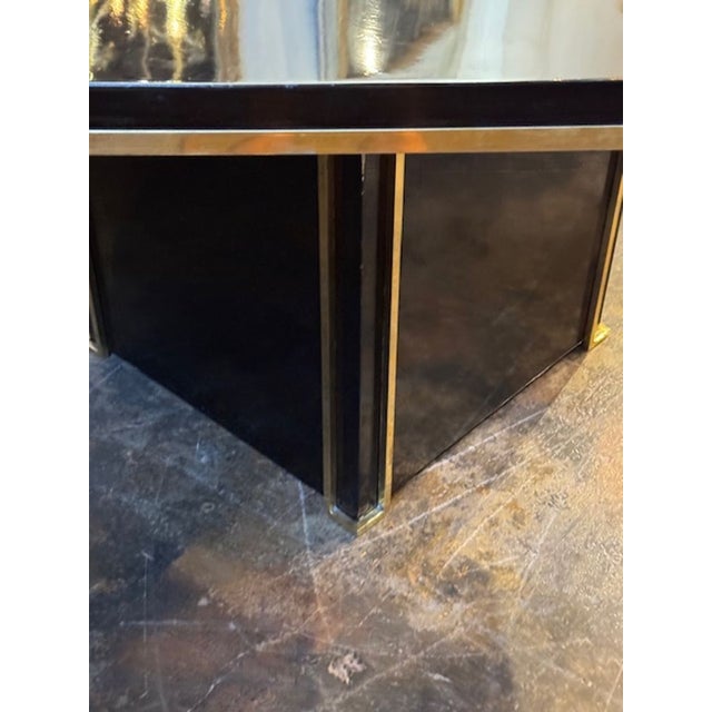 Modern Italian Black Lacquer and Brass Center Table After Jean Claude Mahey For Sale In Dallas - Image 6 of 10