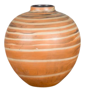 Vintage Thai Prem Collection Striped Jar from Chiang Mai with Spiral Decor