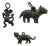 Set of Three Medieval-Themed Silver Charms Including Wolves, Mouse, & Kitty Cat For Sale