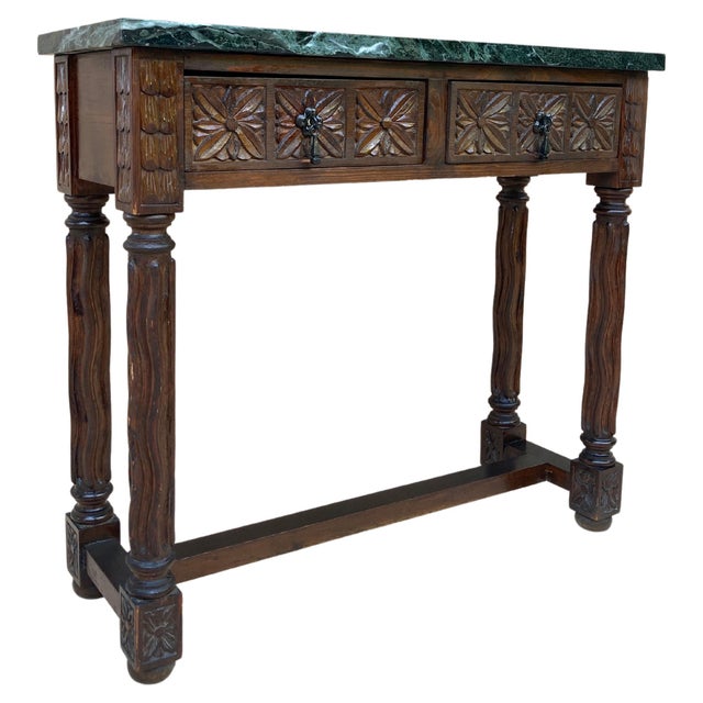 Early 20th Century Spanish Carved Walnut Console Table For Sale - Image 15 of 18