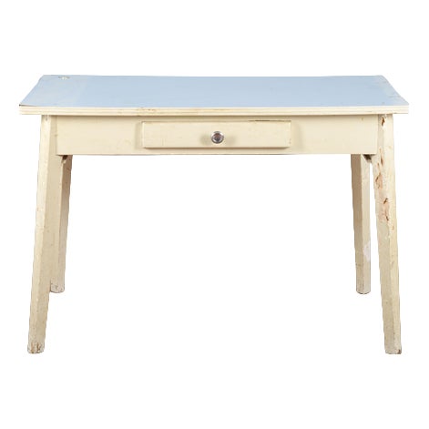 Mid-Century Kitchen Table with Light Blue Top, Italy, 1950s For Sale