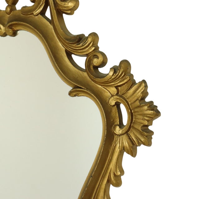 1970s Italian Classical Crested Mirror Gold Baroque Rococo 57cm For Sale - Image 6 of 14