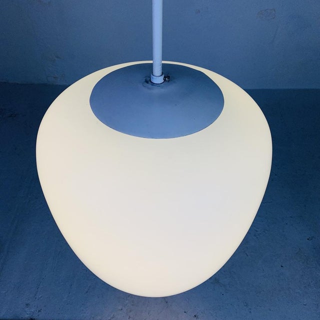Vintage School Hanging Lamp with White Opaline Glass Shade, 1950s For Sale - Image 16 of 17