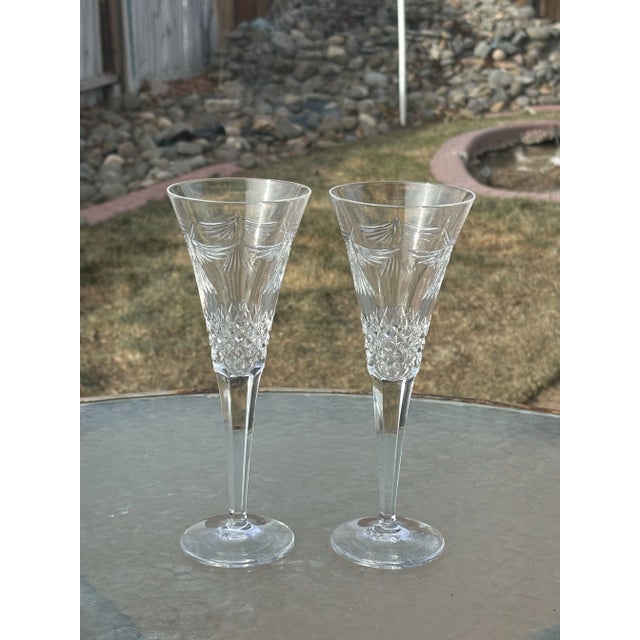 2000 - 2009 Pair of Waterford Crystal Millenium Toasting Flutes, Signed and Dated 2000 For Sale - Image 5 of 8