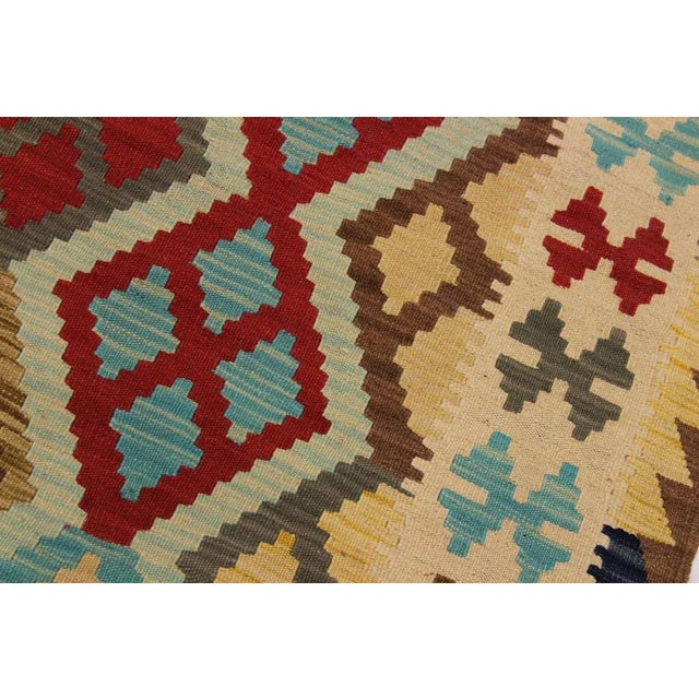 1990s 1990s Bohemian Kilim Hand-Woven Wool Rug - 5′2″ × 6′10″ For Sale - Image 5 of 8