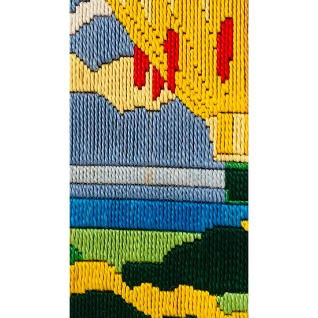 Vintage Mid Century Modern Colorful Hot Air Balloons Montgolfier Needlepoint Framed For Sale - Image 9 of 10