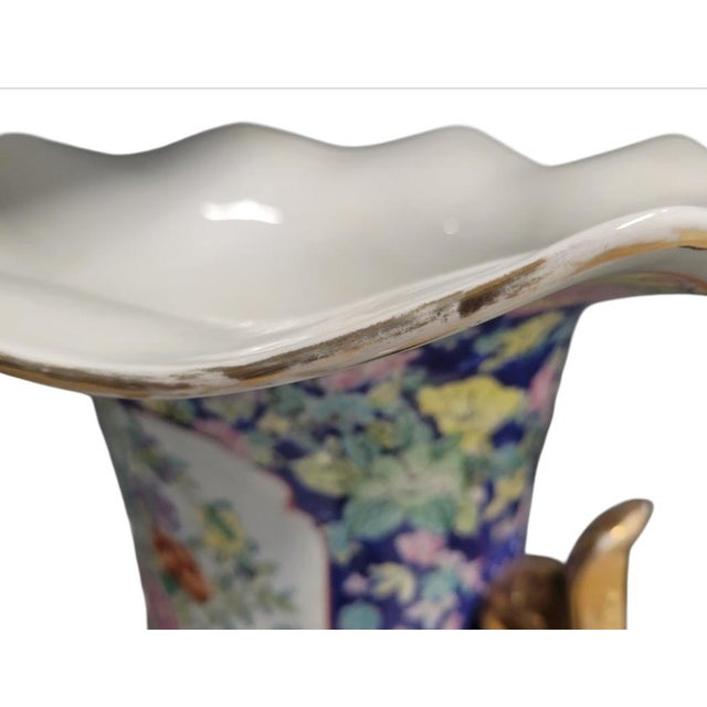 Ceramic Monumental Palace Sized Porcelain Vintage Chinoiserie Famille Rose Giant Floor Vase Room Decor For Sale - Image 7 of 14