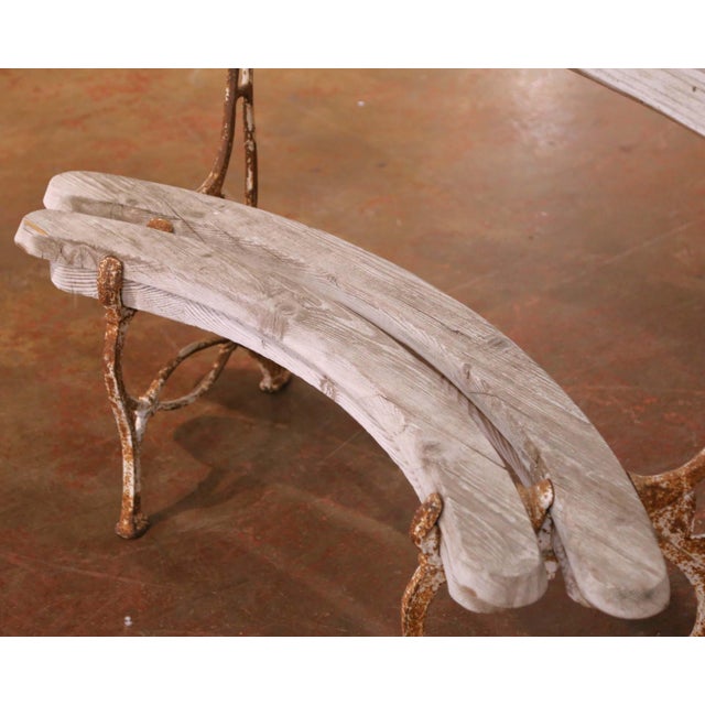 French Early 20th Century French Normandy Oak and Iron Garden Bench For Sale - Image 3 of 9