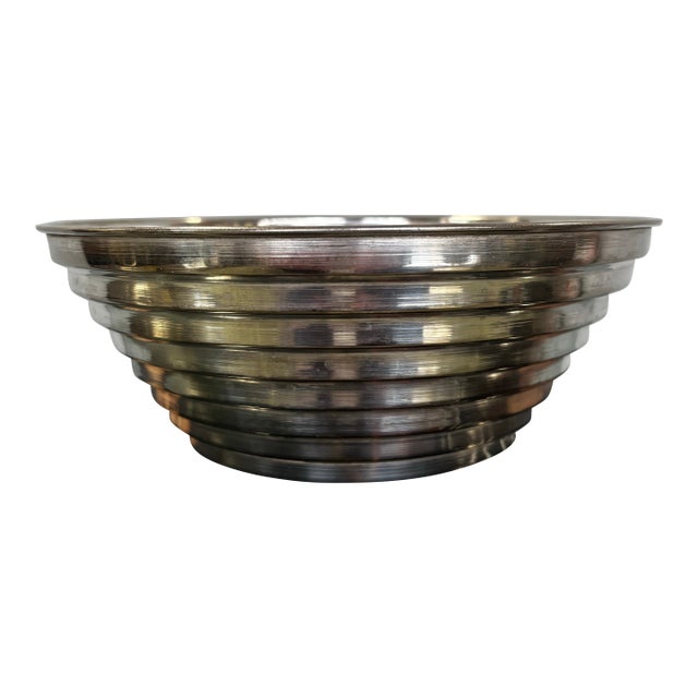 1990s Ribbed Silver Bowl For Sale