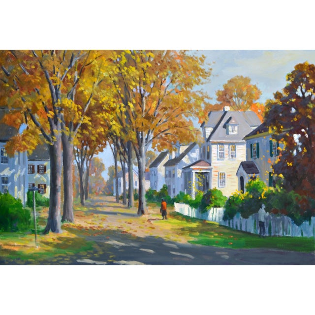 J. Holloway Street Scene at Sunset Impressionist Painting For Sale