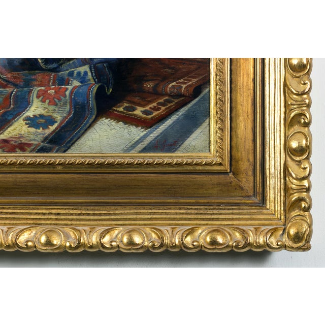 Angelo Granati, Rug Merchant in a Pompeian Interior, Oil on Canvas, Framed For Sale - Image 4 of 7
