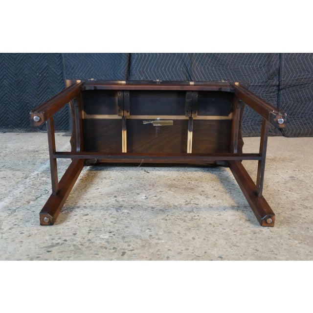 Vintage Hekman Georgian Style Mahogany Flip Top Game Card Hall Console Table For Sale - Image 16 of 17