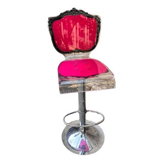 Neo-Baroque Stool in Acrylic Glass from Acrila, France, 2000s For Sale
