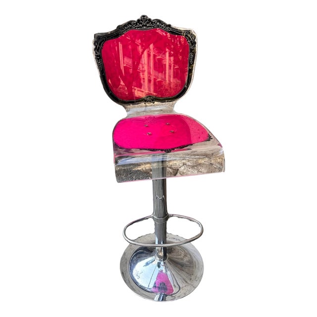Neo-Baroque Stool in Acrylic Glass from Acrila, France, 2000s For Sale