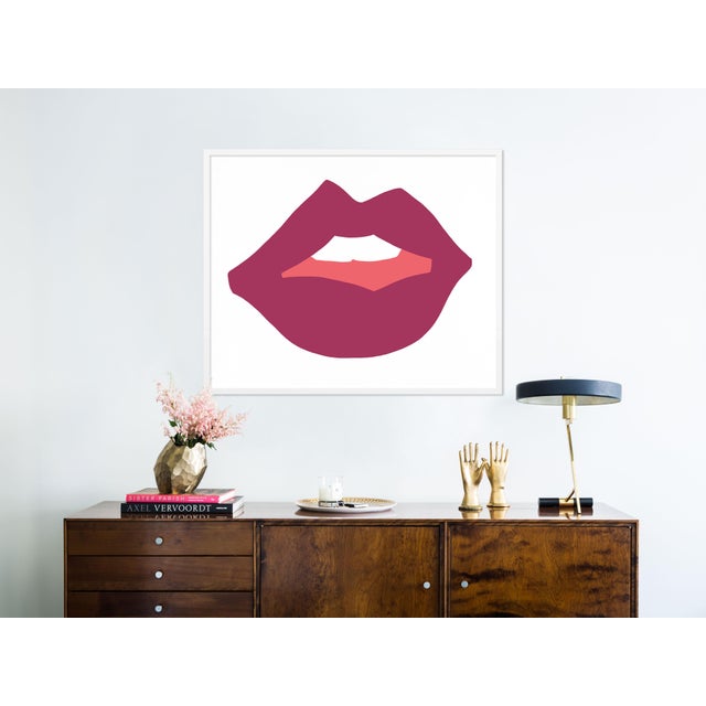Contemporary Kiss Me Magenta by Angela Chrusciaki Blehm in White Frame, Medium Art Print For Sale - Image 3 of 4