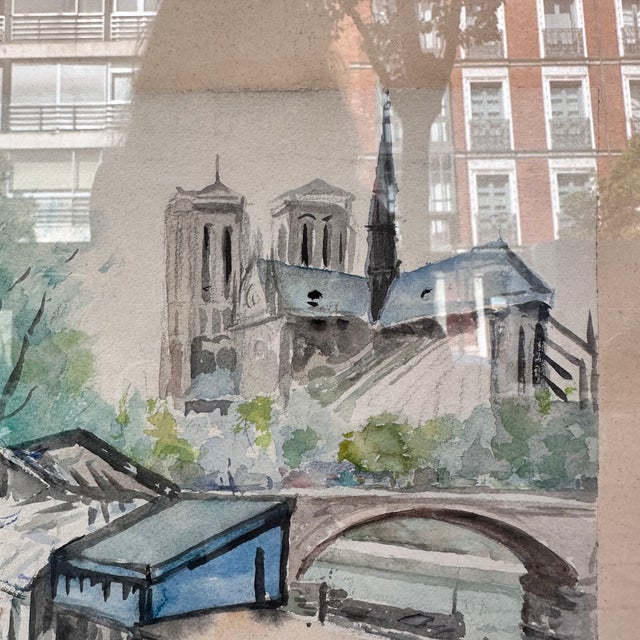 Timoteo Pérez Rubio, View of Notre Dame from Quai De La Tournelle, 1969, Watercolor on Paper For Sale - Image 11 of 18