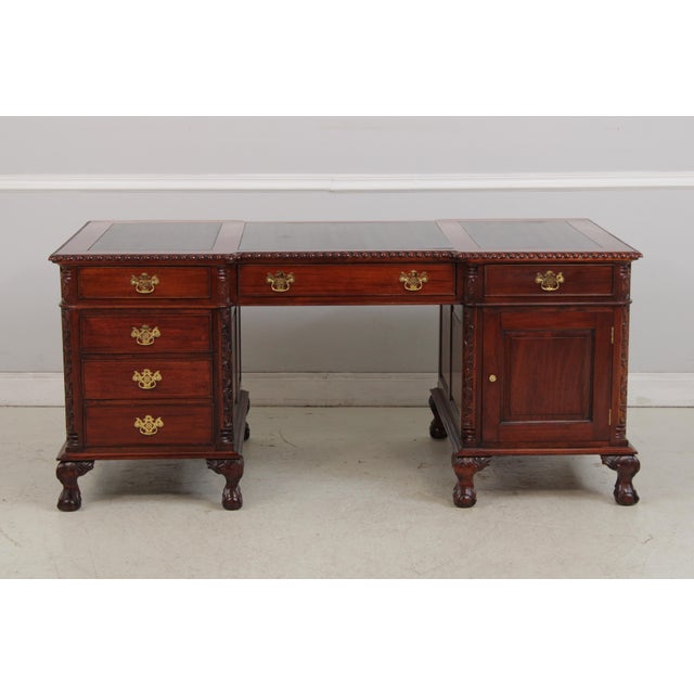 Age: Approx: 30 Years Old Details: 3 Panel Leather Top Bases Can Be Changed So All Drawers On 1 Side Ball & Claw Feet...