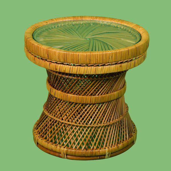 Add sculptural texture to your living space with this pair of buri rattan cocktail tables. Each table features a striking...