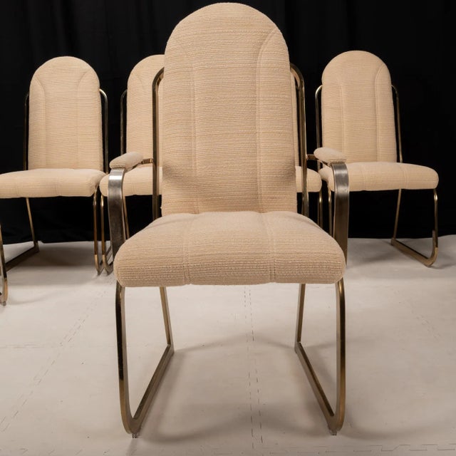 Hollywood Regency 1987 Vintage Chromcraft Brass High Back Dining Chairs - Set of 6 For Sale - Image 3 of 12