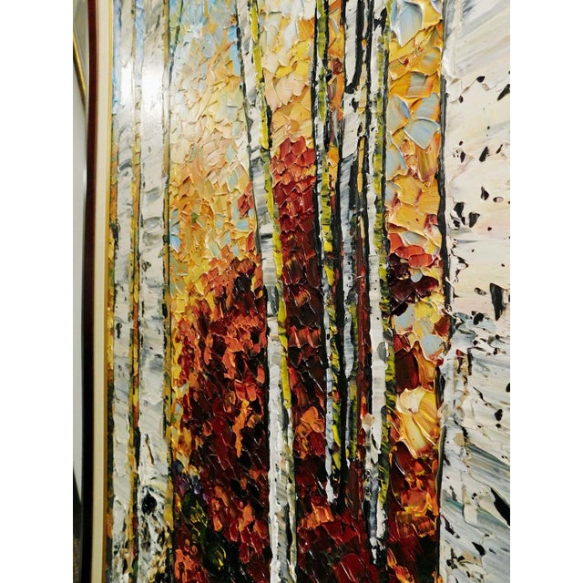 Textile Maya Eventov Aspen Trees Original Acrylic Painting on Canvas Custom Framed Art For Sale - Image 7 of 10