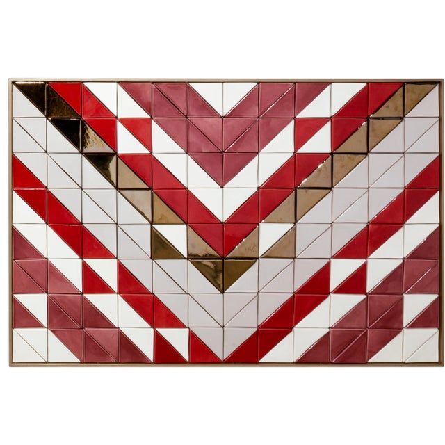 TEJO Tiles Panel with lacquered wood frame. This piece comes in multiple finishes for the tiles and the frame.