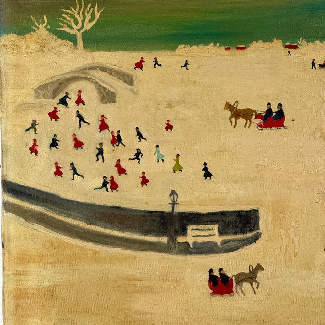 1960s 1st Time to Market, Folk Art O/C Painting by Abraham Feit, New York City Dealer & Artist For Sale In New York - Image 6 of 12