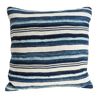 Vintage Indigo Mali Striped Pillow For Sale