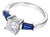Late 20th Century 14K White Gold Princess Cut Diamond Tapered Baguette Sapphire Engagement Ring For Sale