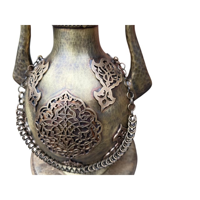 Rustic Hand-Hammered Ottoman Brass Ewer For Sale In Los Angeles - Image 6 of 13