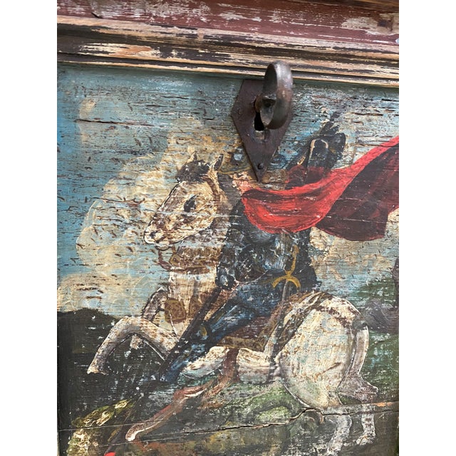 Wood Austrian Hand Painted Wood Coffer Trunk Chest Mid 19th Century For Sale - Image 7 of 10