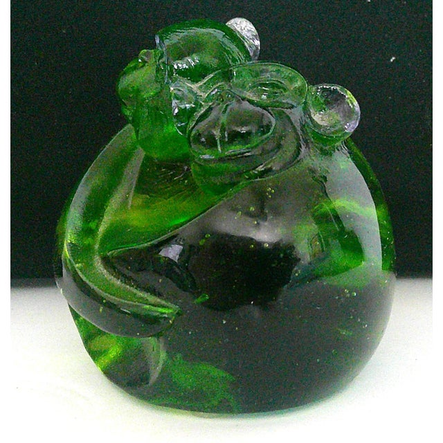 Chinese Liuli Gongfang Signed LTD Ed Art Glass Sculpture Green Pâte-De-Verre Crystal #92/3330 For Sale - Image 3 of 8