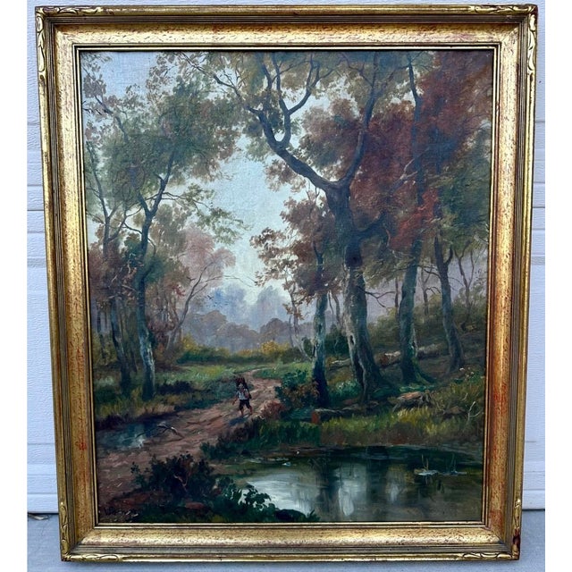 19th Century Hudson River School Style Landscape Oil Painting Attributed to Andrew W. Warren For Sale - Image 4 of 18