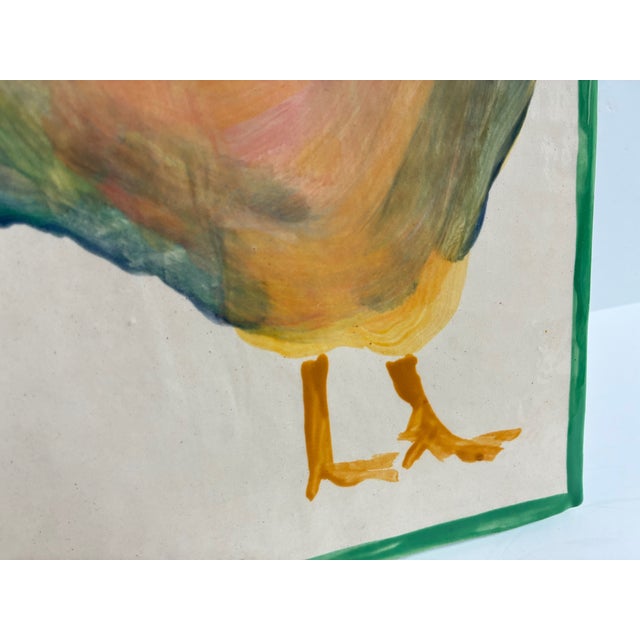 Late 20th Century Napa Artist Sherman Nobleman Fine Art Hand Painted Rooster on Ceramic – 9.5" X 12" For Sale - Image 10 of 11