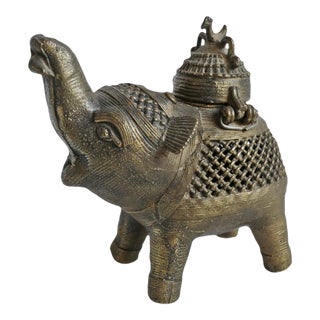 Vintage Old Brass Elephant Pot For Sale