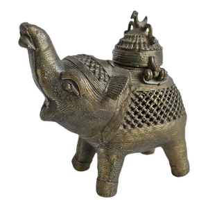 Vintage Old Brass Elephant Pot