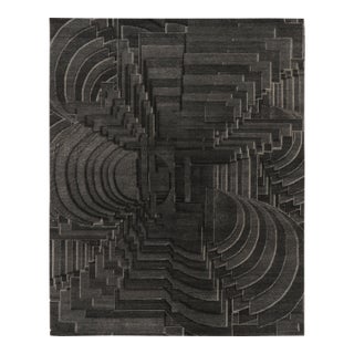 Rug & Kilim's Modern Optical Illusion Rug in Deep Charcoal For Sale