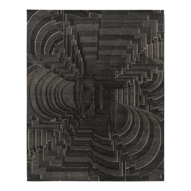 Rug & Kilim's Modern Optical Illusion Rug in Deep Charcoal For Sale