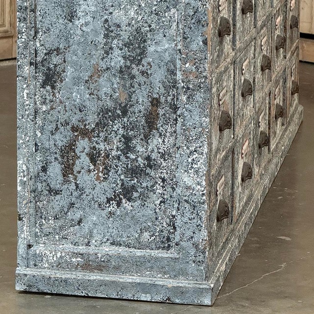 Wood Antique Apothecary Cabinet ~ Credenza in Distressed Painted Pine For Sale - Image 7 of 18