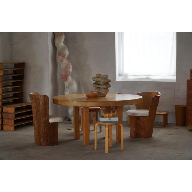 Wood Swedish Stump Chairs in Wood with Bouclé Seats, 1960s, Set of 4 For Sale - Image 7 of 18