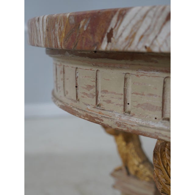 Vintage Louis XVI Marble Top Round Lamp Table W. Swans For Sale - Image 9 of 13
