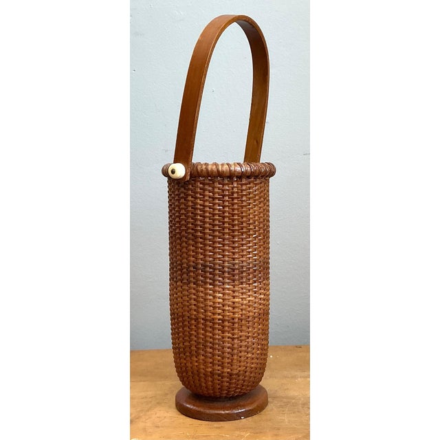 American Vintage Shaker Tall Woven Rattan Basket For Sale - Image 3 of 18