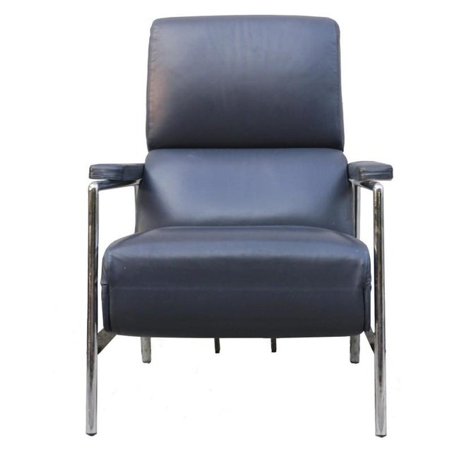 Blue Leather Lounge Chair from Verzelloni, 1990s For Sale - Image 4 of 12