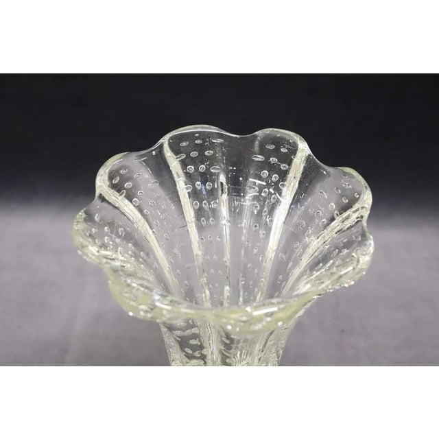 Beautiful Italian desgn mid-century Murano art glass transparent vase. This model vase designed by Ercole Barovier...