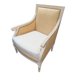 Oly Studio Hanna Raffia + Linen Arm Chair For Sale
